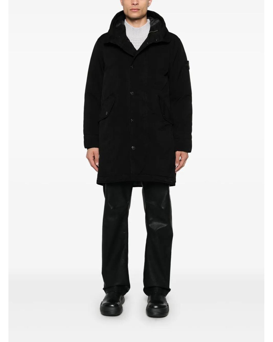 Stone Island Black Vera Coat for men