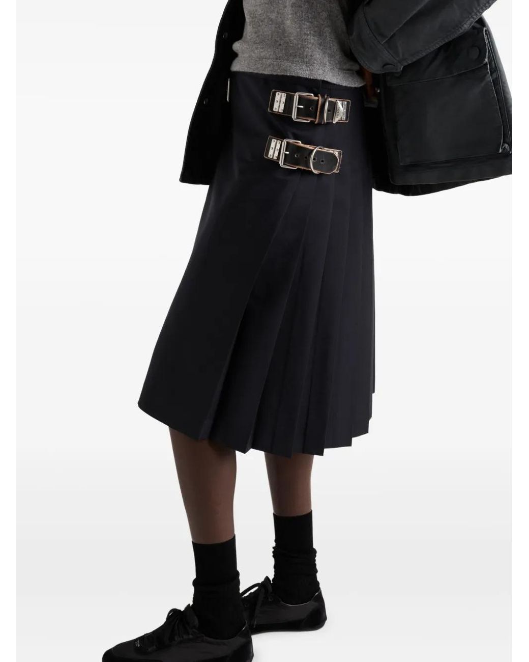 Prada Midi-Plooirok in het Black
