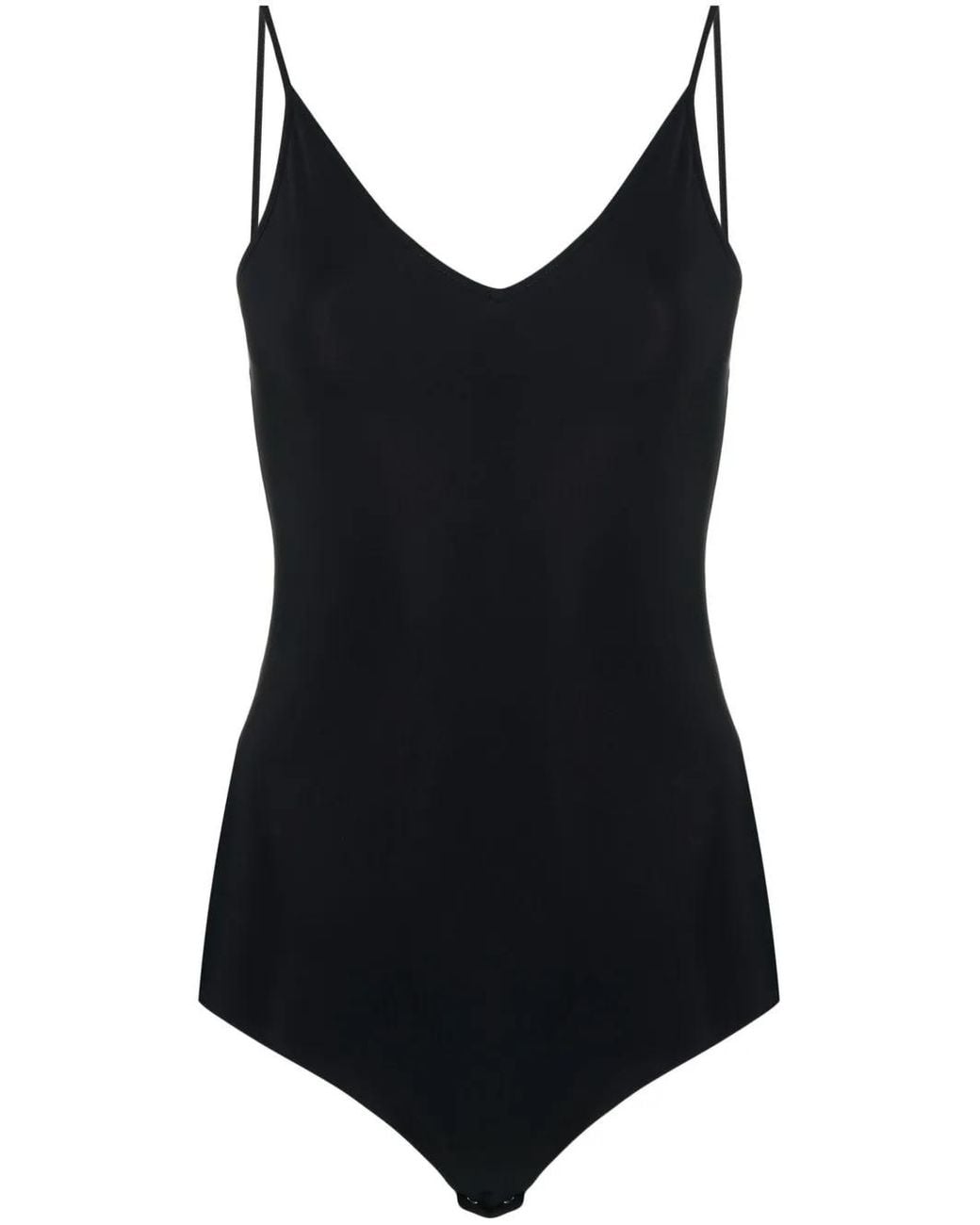 Jil Sander Black V-Neck Stretch Bodysuit