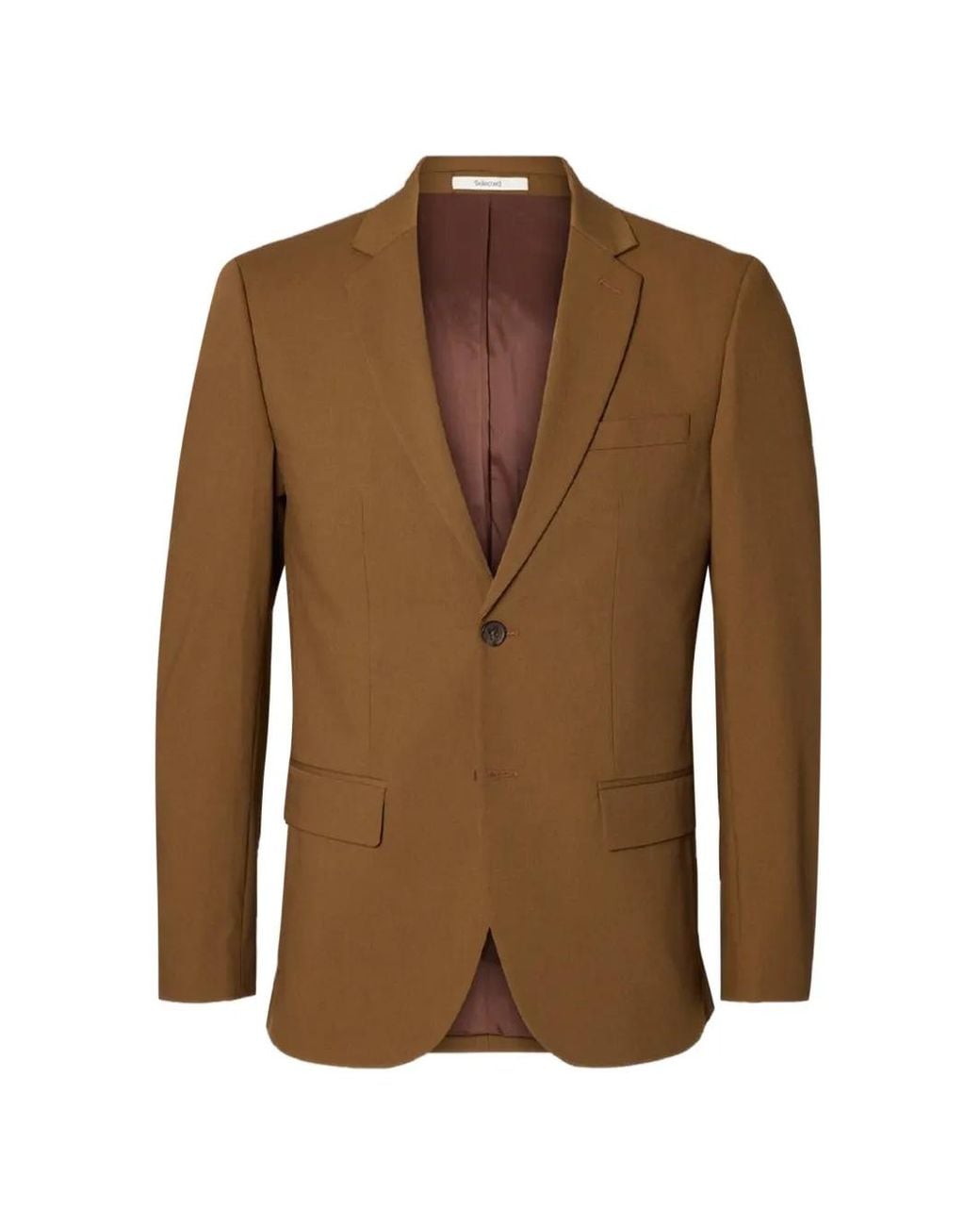 SELECTED Brown Slim-Fit Blazer for men