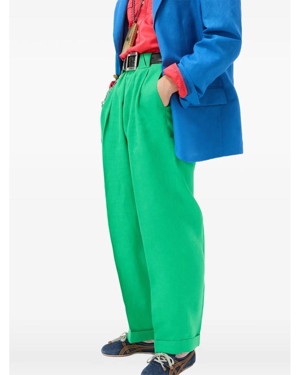 Versace Green Hemp Formal Pants for men