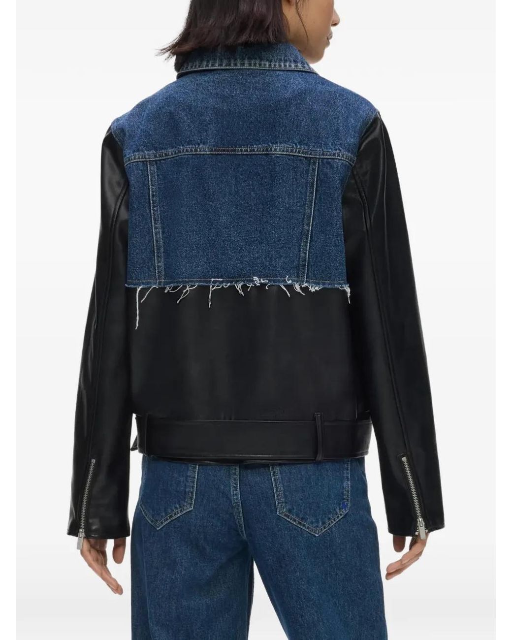 Karl Lagerfeld Blue Faux-Leather And Denim Jacket