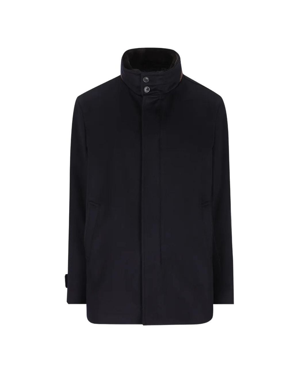 Herno Blue High-Neck Button-Up Jacket for men