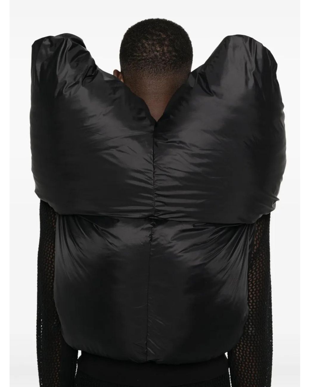 Rick Owens Black Padded Hooded Vest for men