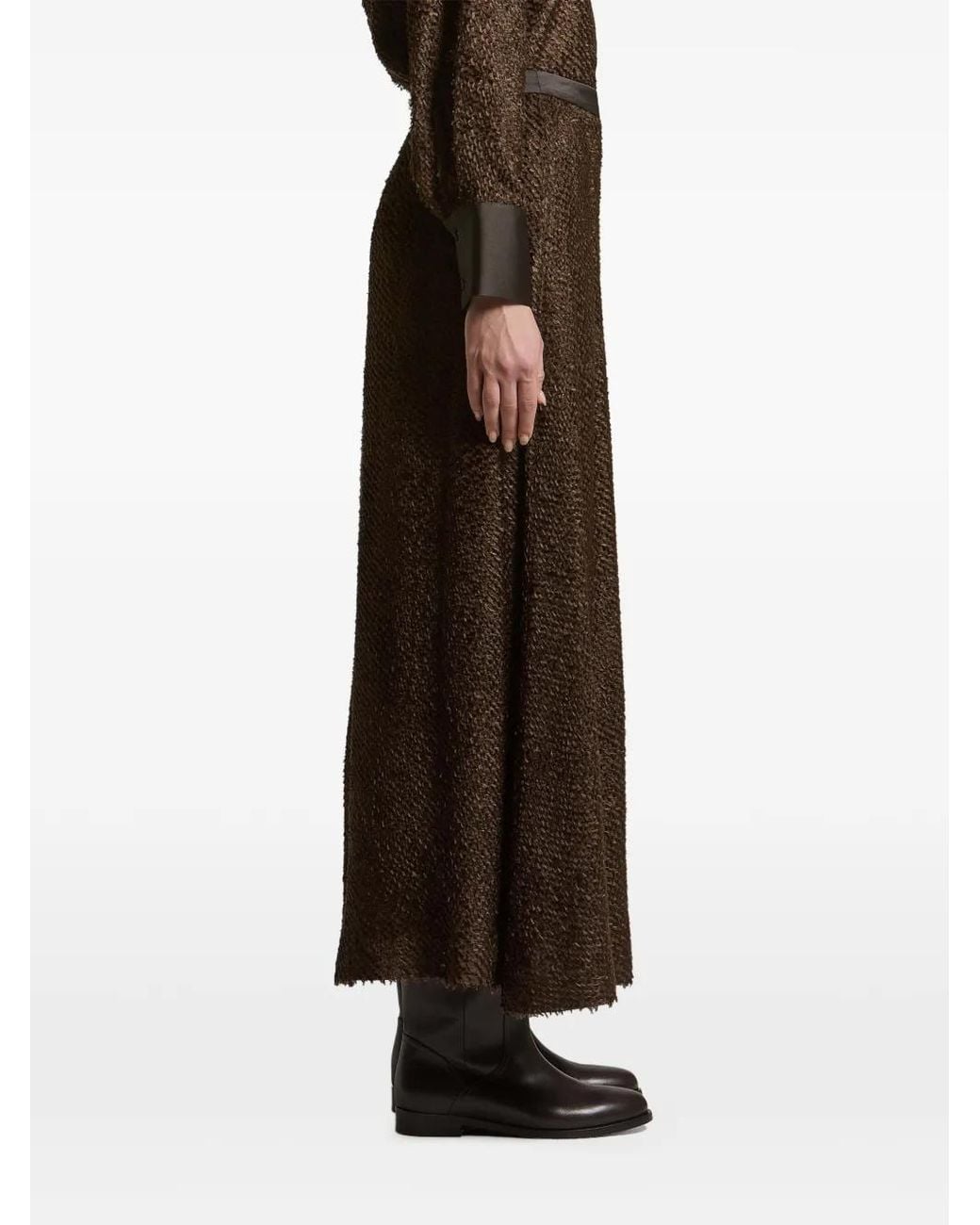 Peserico Brown Textured-Finish Maxi Skirt