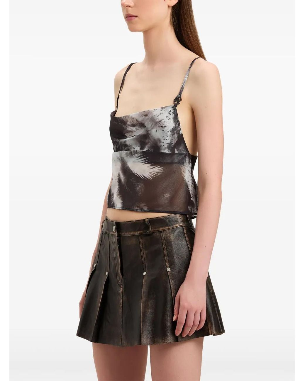 Palm Angels Brown Blueprint Palms Top