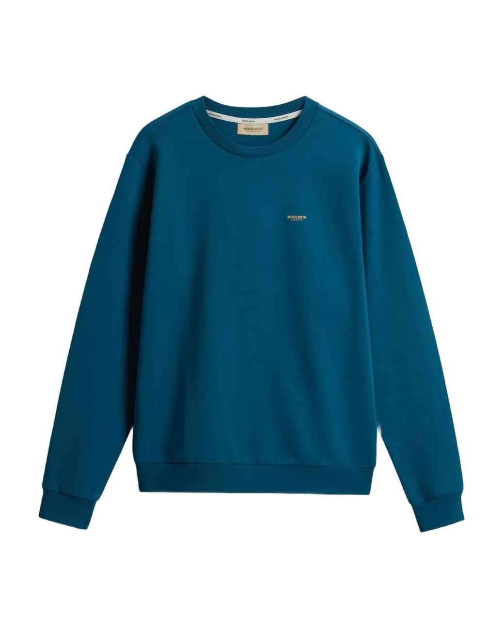 Woolrich Blue Logo Interlock Crew-Neck Sweater for men