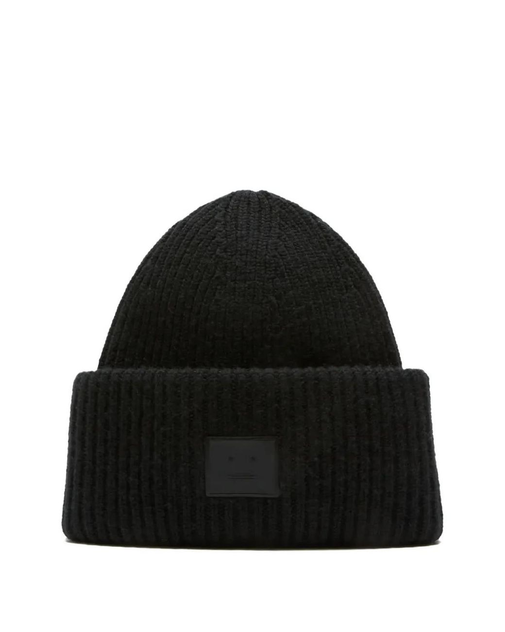 Acne Black Logo Wool Beanie