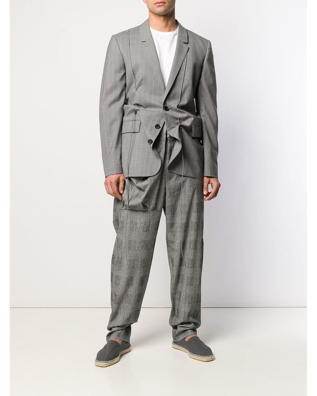 Hussein Chalayan toggle Detailed Blazer Jacket in Gray for Men | Lyst