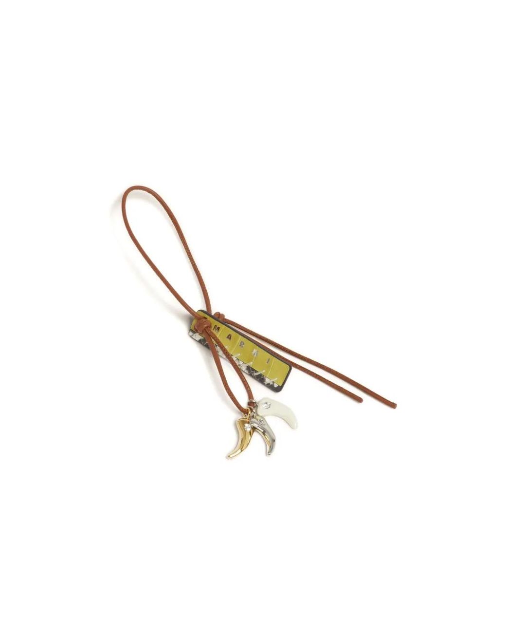 Marni Brown Leather Keyring With Wolf's Tooth Charms