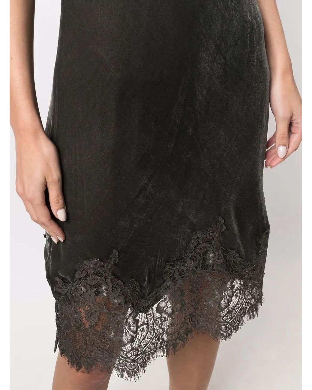 Gold Hawk Black Velvet Lace-trim Short Dress