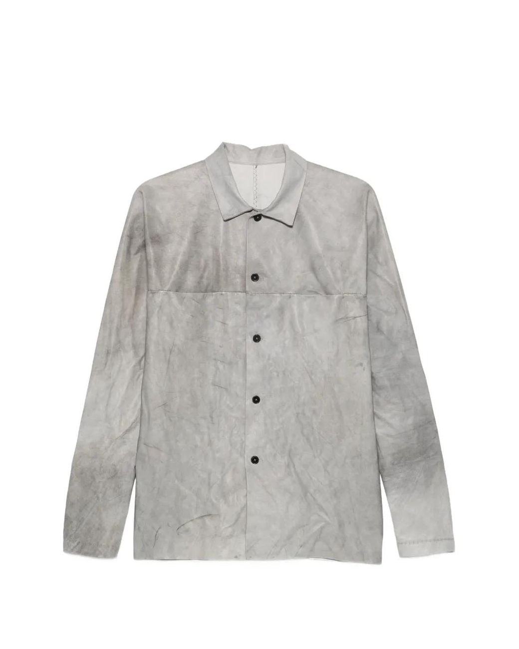 Ma+ Gray Leather Long-Sleeves Shirt for men