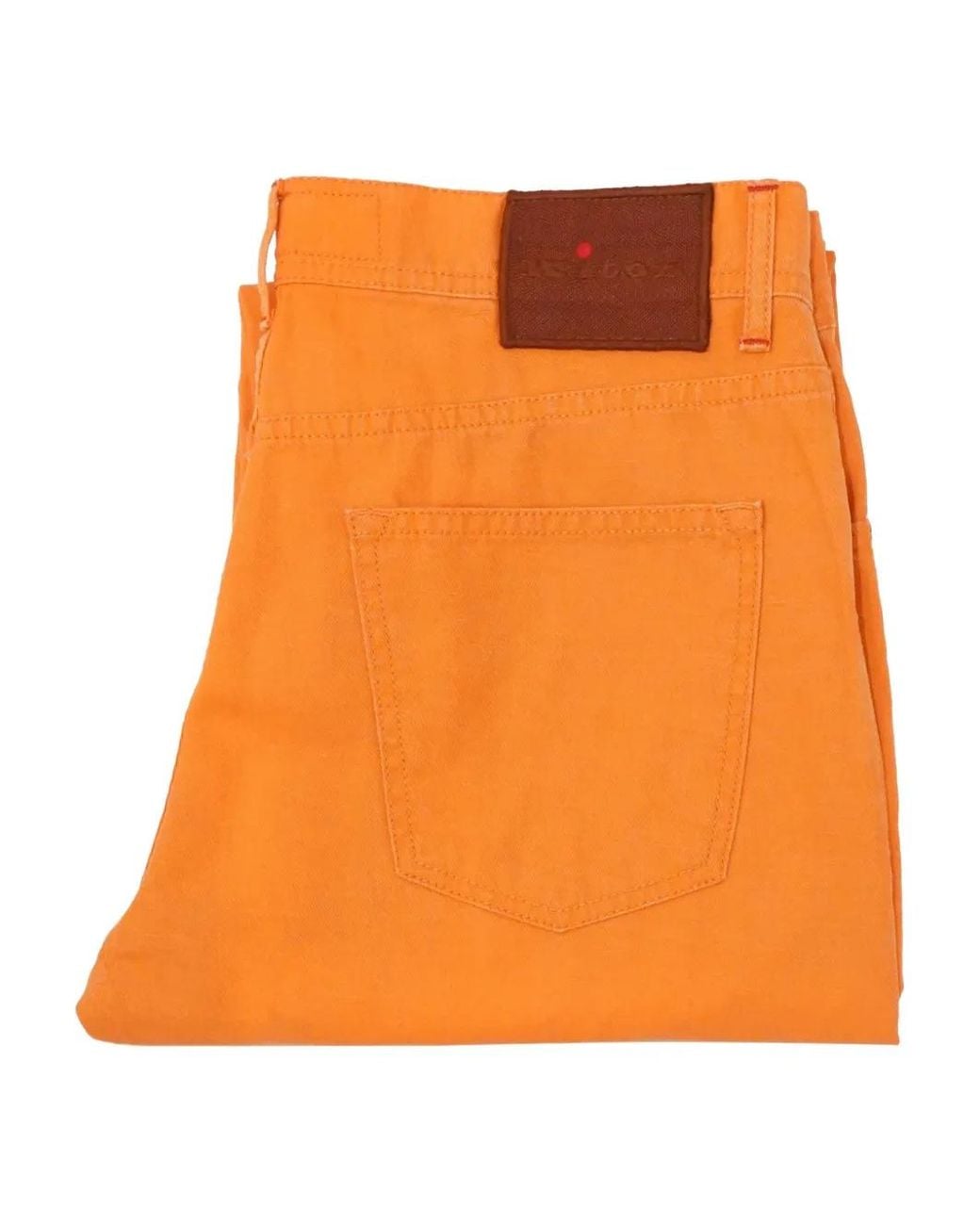 Kiton Orange Pantalon En Coton À Poche Plaquée for men