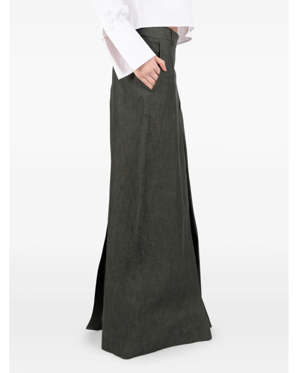 Societe Anonyme Gray Victoria Front-Slit Maxi Skirt