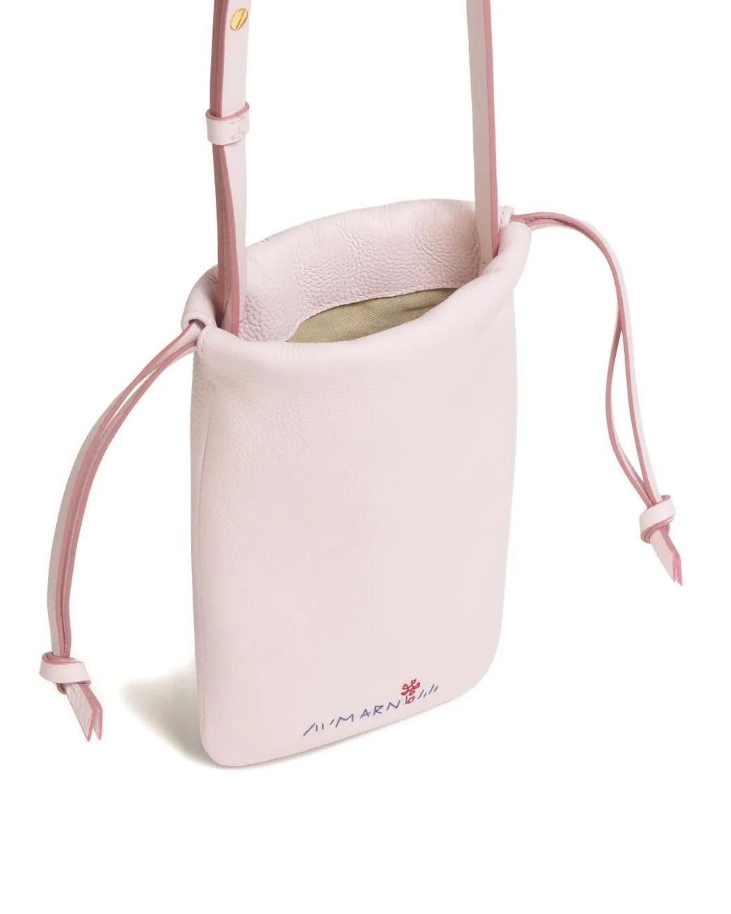 Marni Pink Embroidered-Logo Drawstring Phone Holder