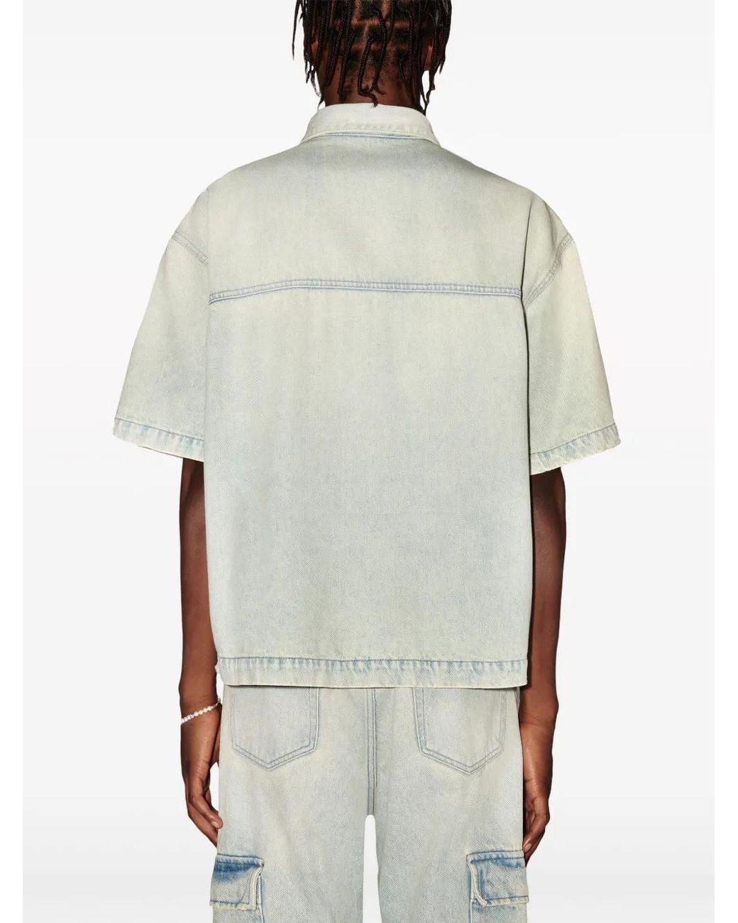 Ambush White Logo-Appliqué Denim Shirt for men