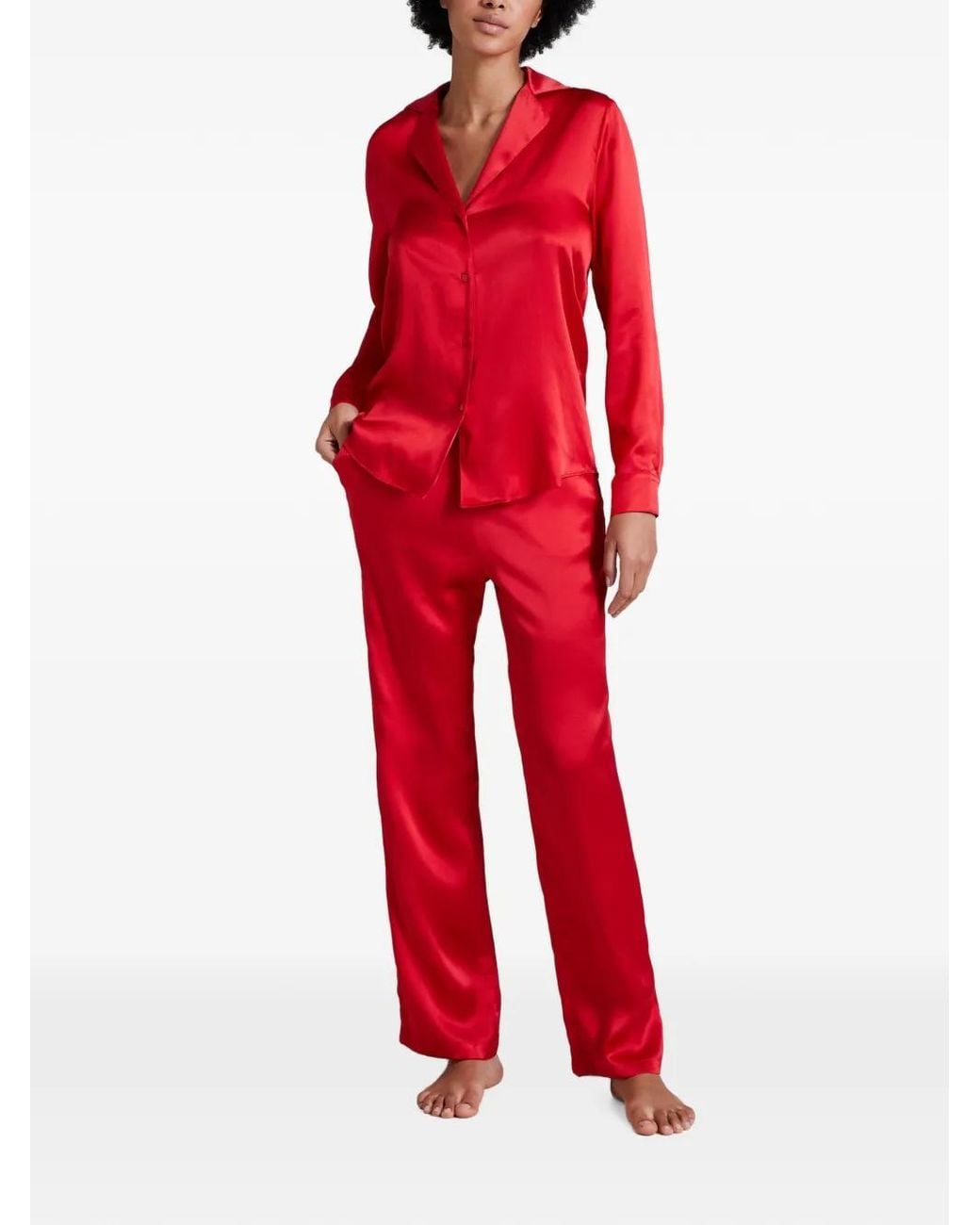 Aubade Red Toi Mon Amour Silk Pajama Top