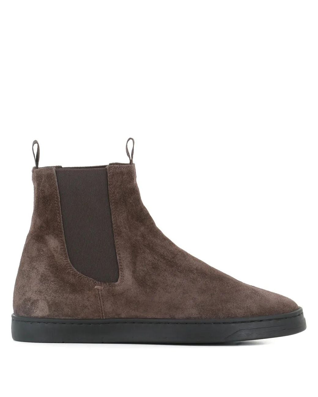 Officine Creative Brown Suede Pull-Tab Chelsea Boots
