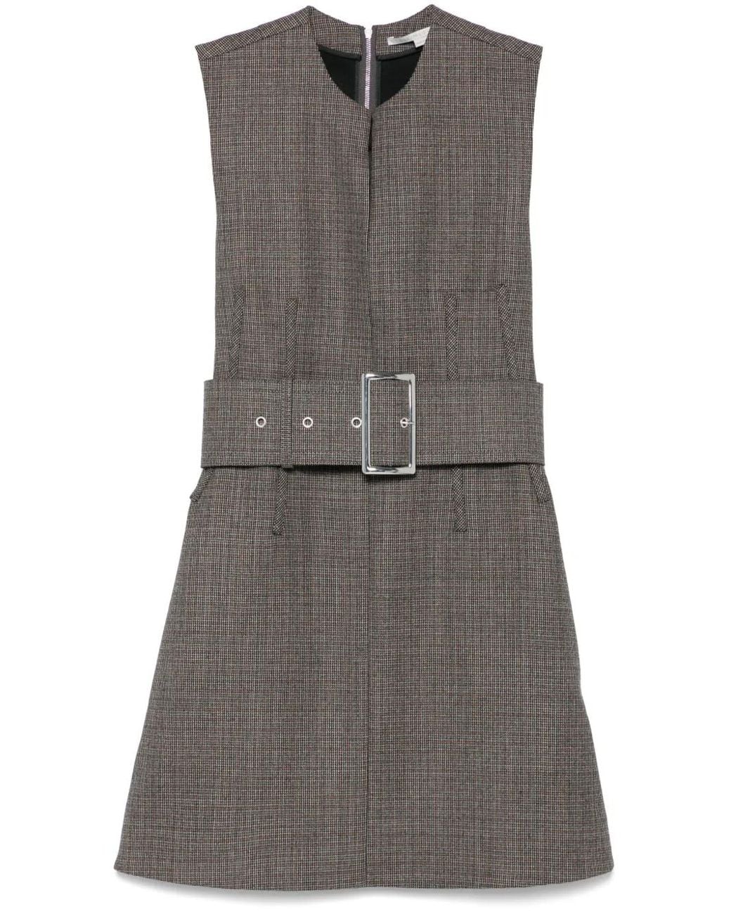 Stella McCartney Gray Houndstooth Mini Dress