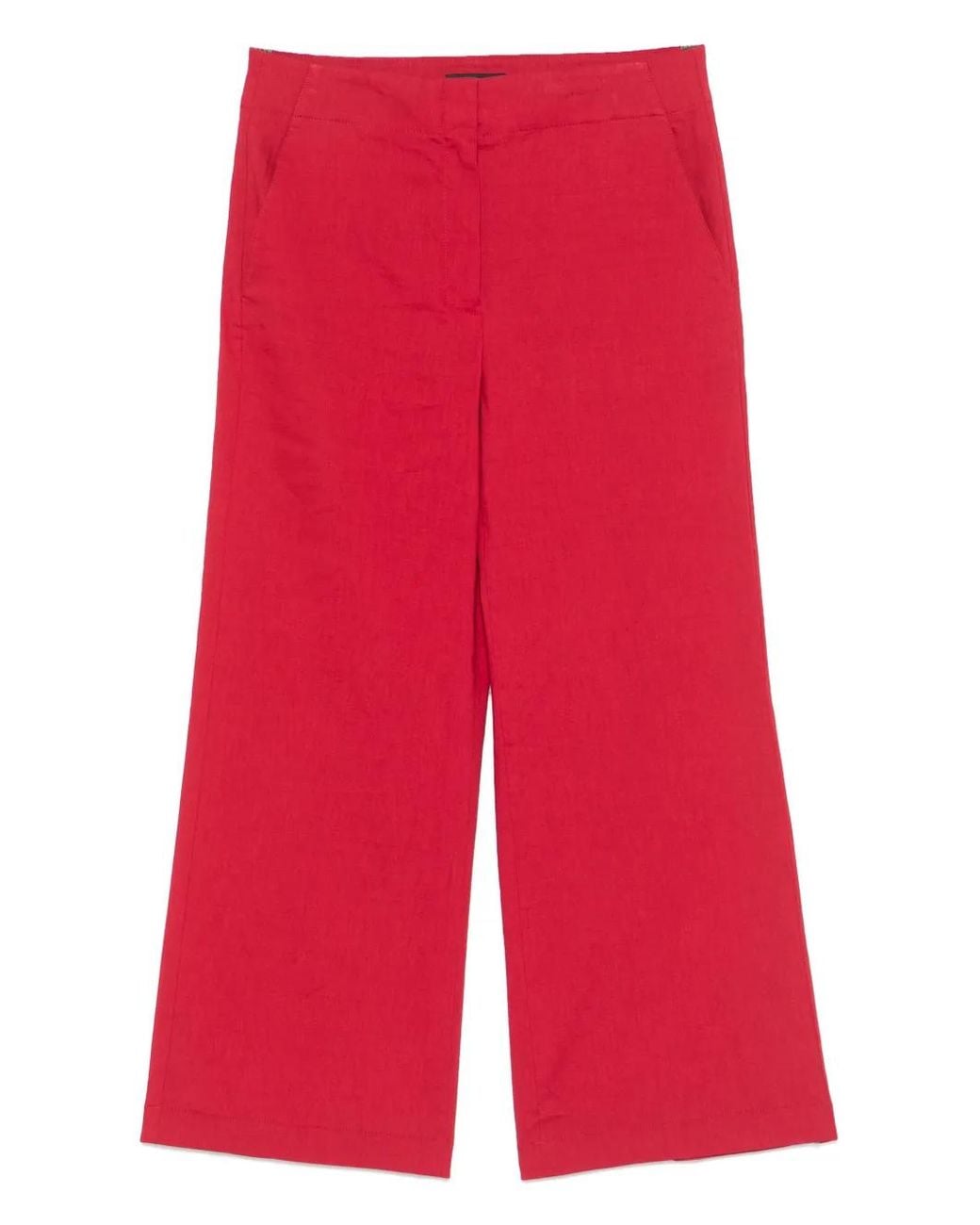 Theory Red Pressed-Crease Trousers