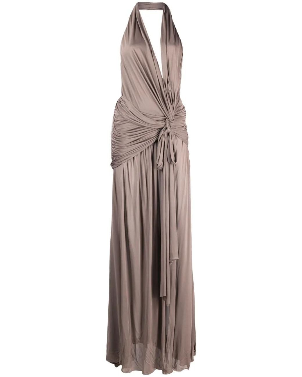 Blumarine Natural Halterneck Backless Gown