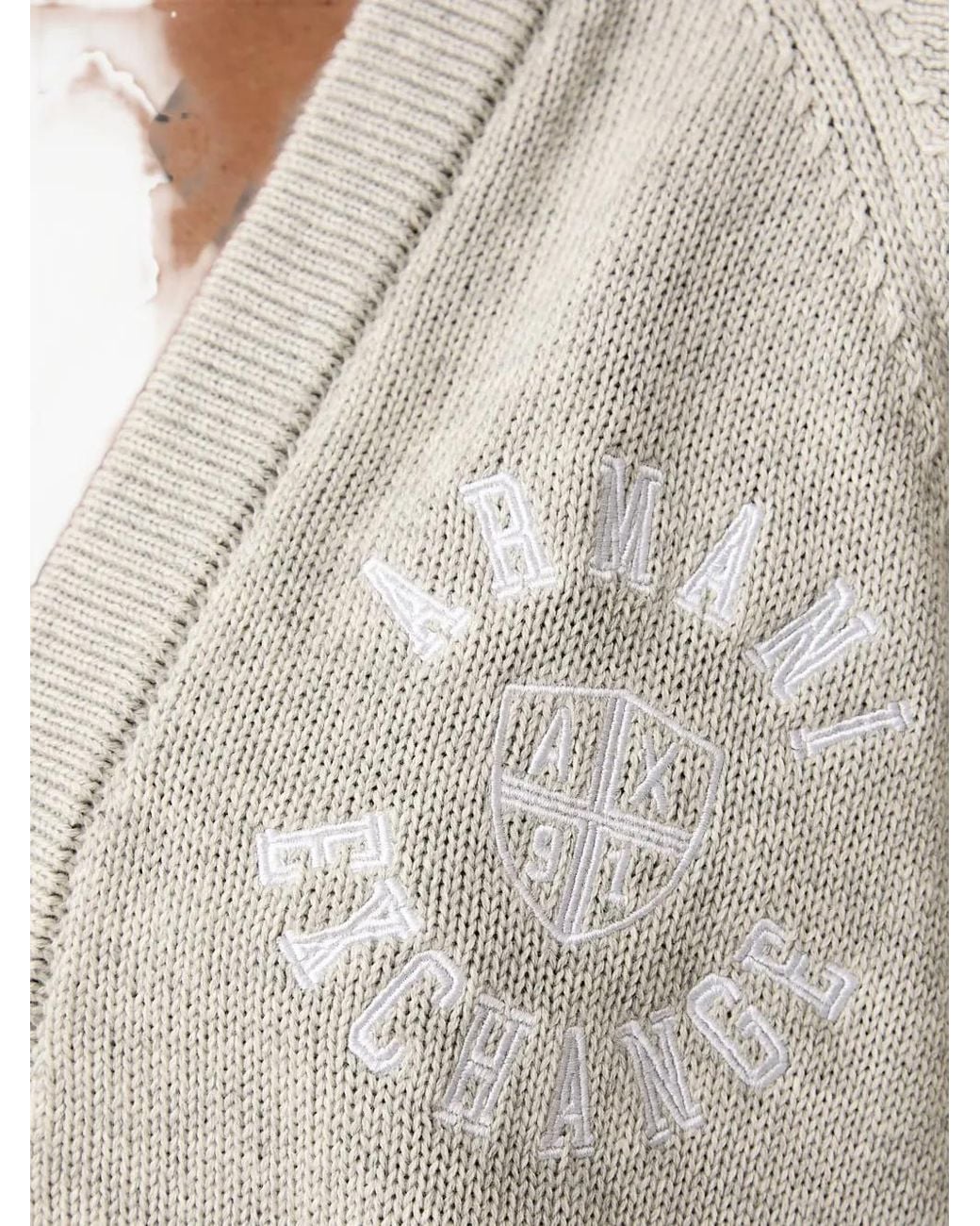 ARMANI EXCHANGE Natural Logo-Embroidered Raglan-Sleeve Cardigan