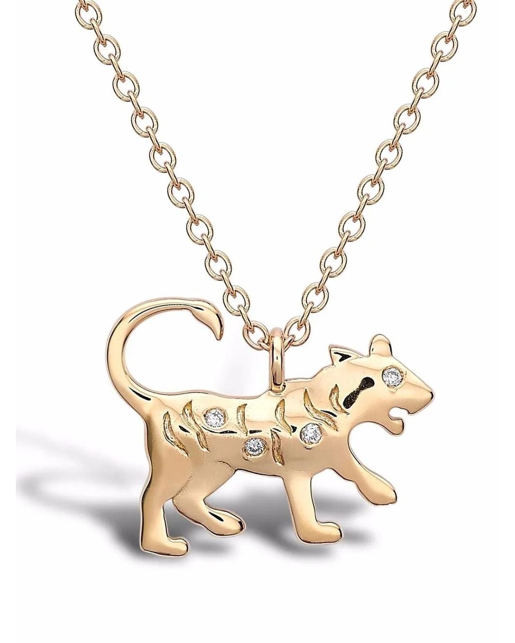 Pragnell Metallic 18Kt Zodiac Diamond Tiger Pendant Necklace