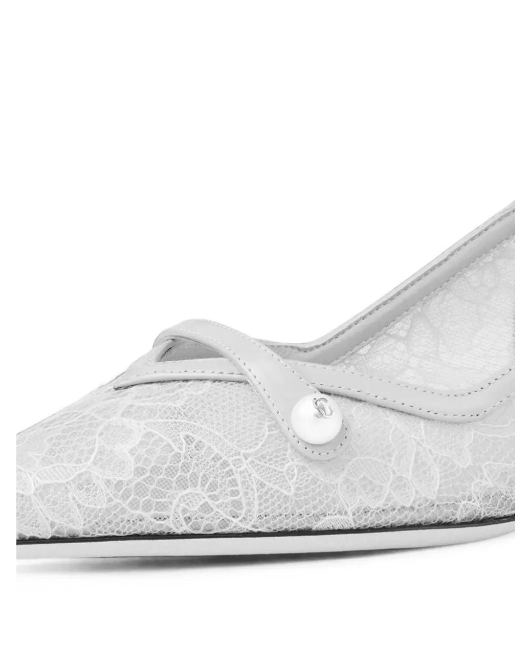 Jimmy Choo White Amita Lace Slingback Pumps