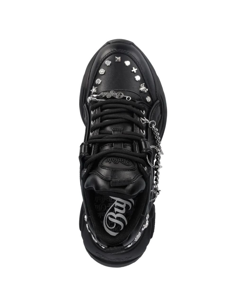 Buffalo Black Binary Punk Chain Studded Sneakers