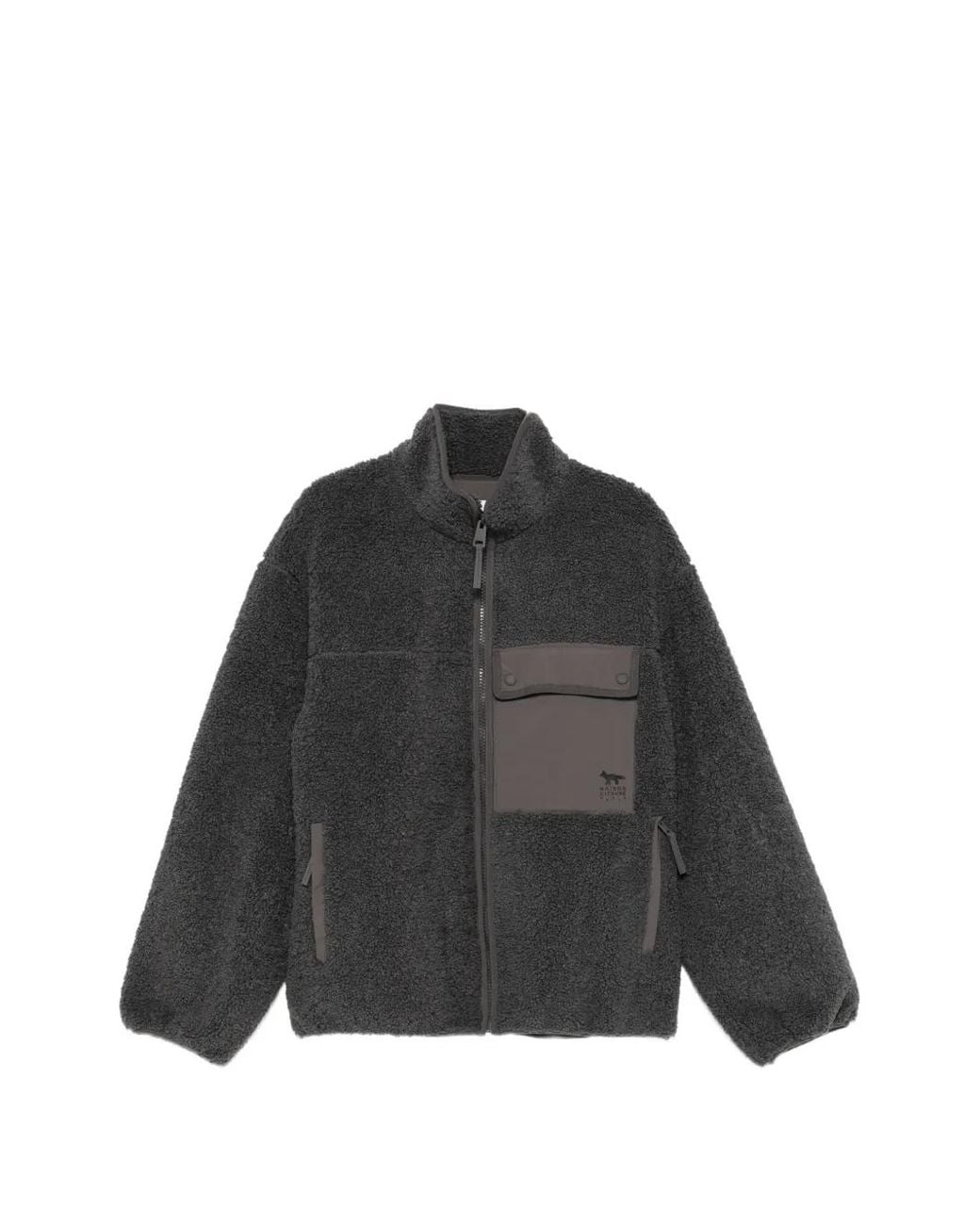 Maison Kitsuné Black Fleece-Texture Panelled Jacket for men