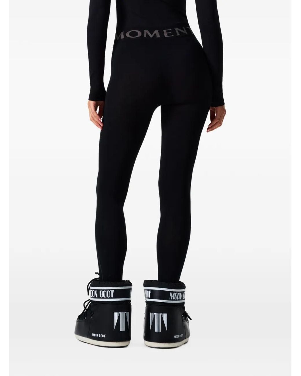 Perfect Moment Black Logo-Waistband Star-Print Trousers