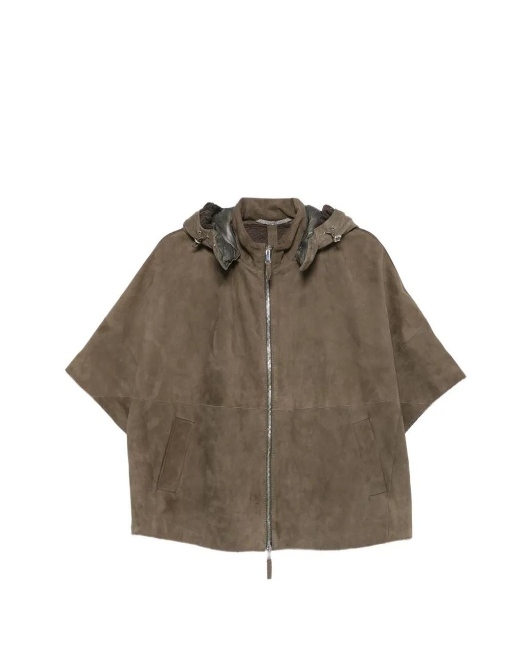 The Jackie Leathers Brown Alaska Hooded Suede Jacket