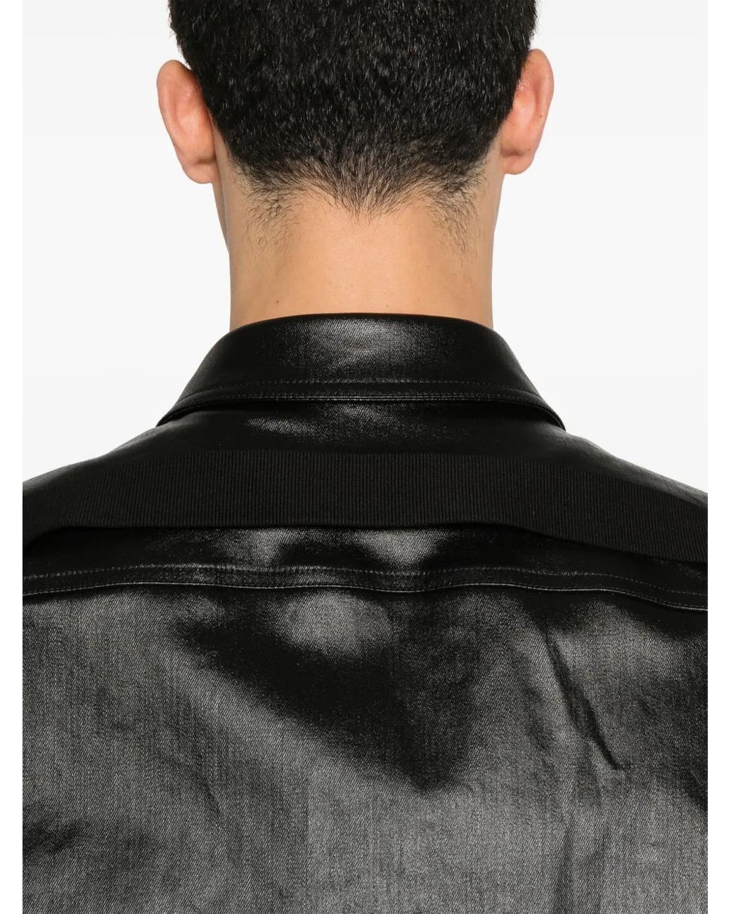 Rick Owens Black Coated Overshirt for men
