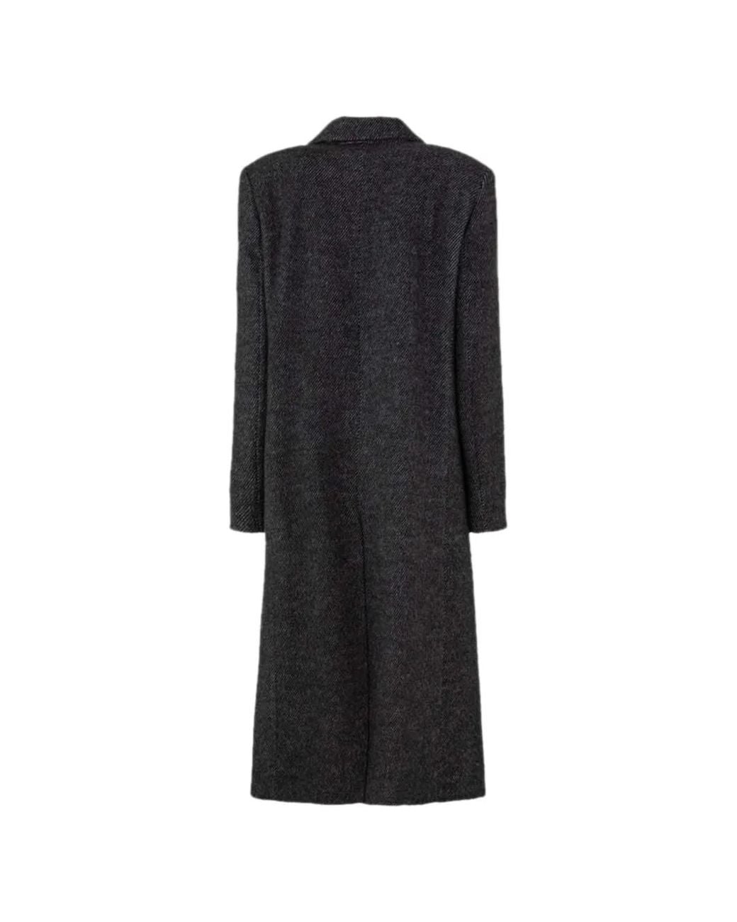 Gaelle Paris Black Double-Breasted Chevron-Weave Coat