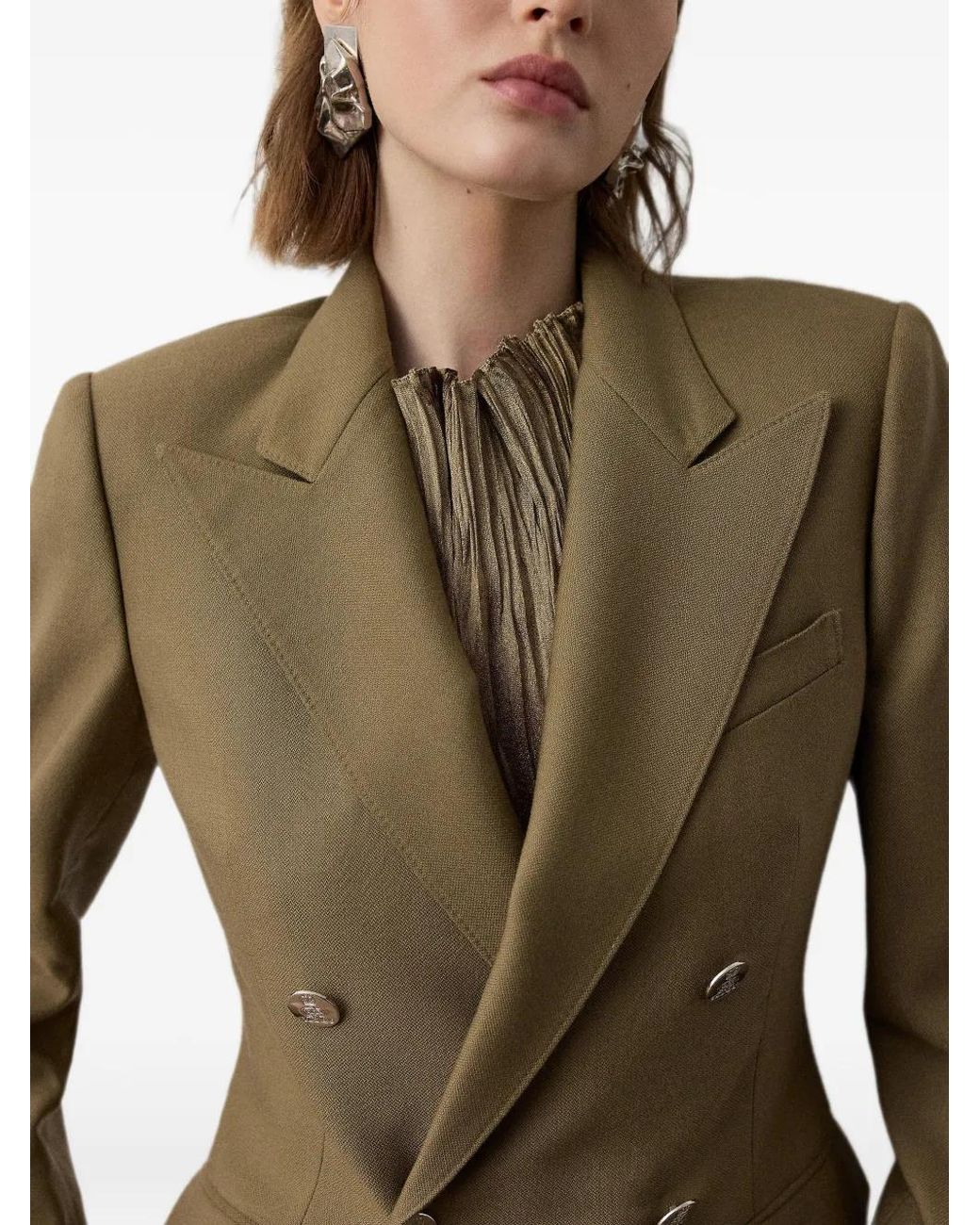 Ralph Lauren Green Camden Double-Breasted Cashmere Jacket