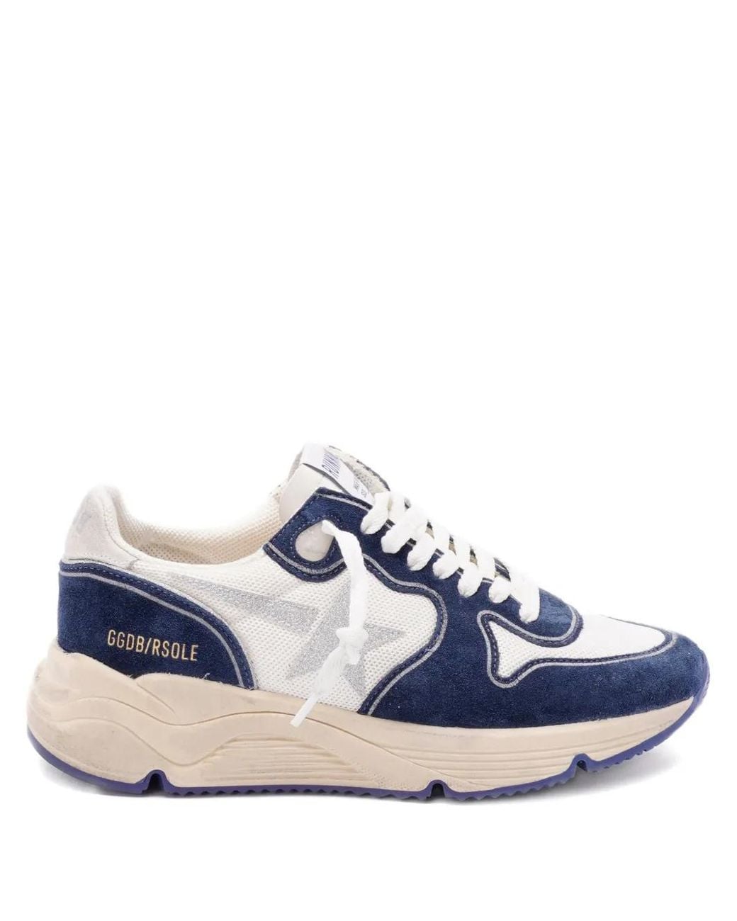 Golden Goose Deluxe Brand Blue Sporty Sneakers With Suede Detailing And Rubber Sole