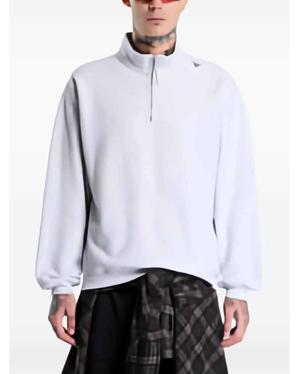 Roa White Logo-Embroidered Half-Zip Sweater