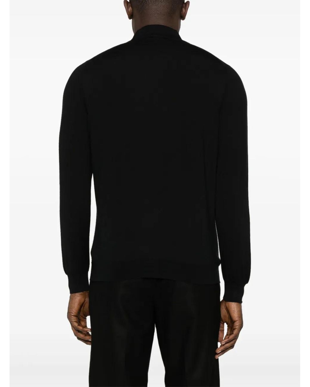 Kiton Black High-Neck Cashmere-Silk Jumper for men