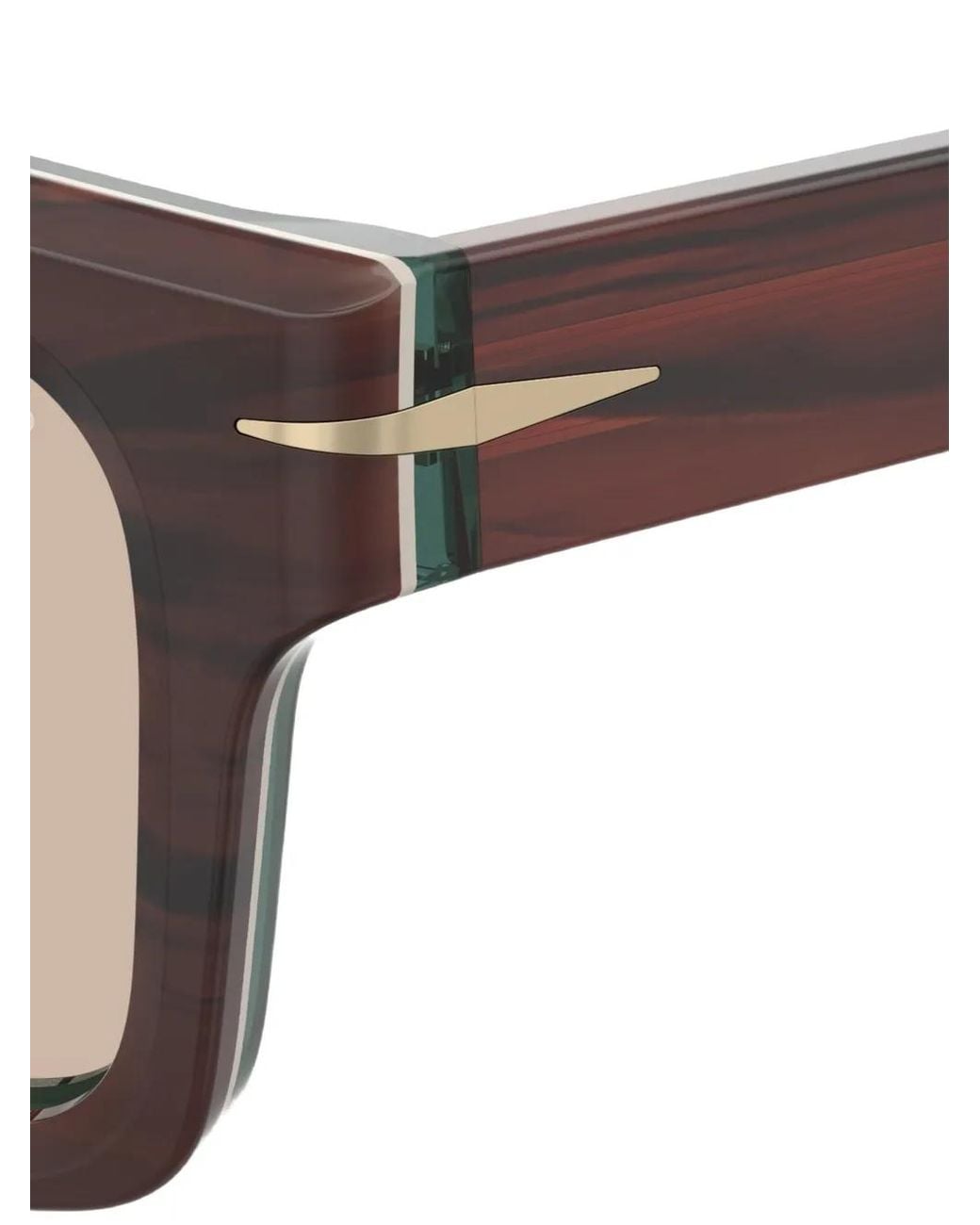 David Beckham Gray Wood-Grain Square-Frame Sunglasses for men