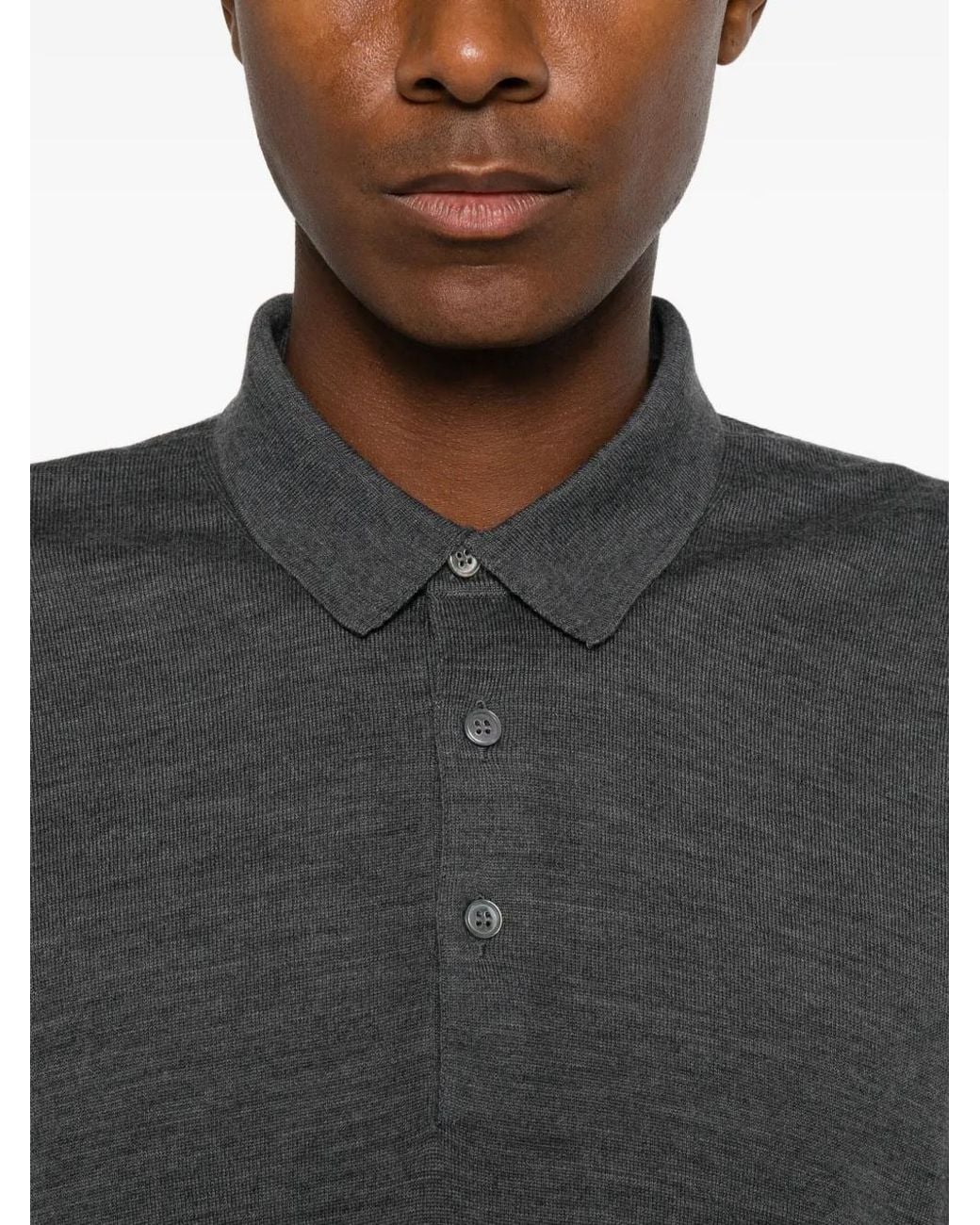 Gran Sasso Gray Long-Sleeve Polo Long-Sleeve Polo Shirt for men