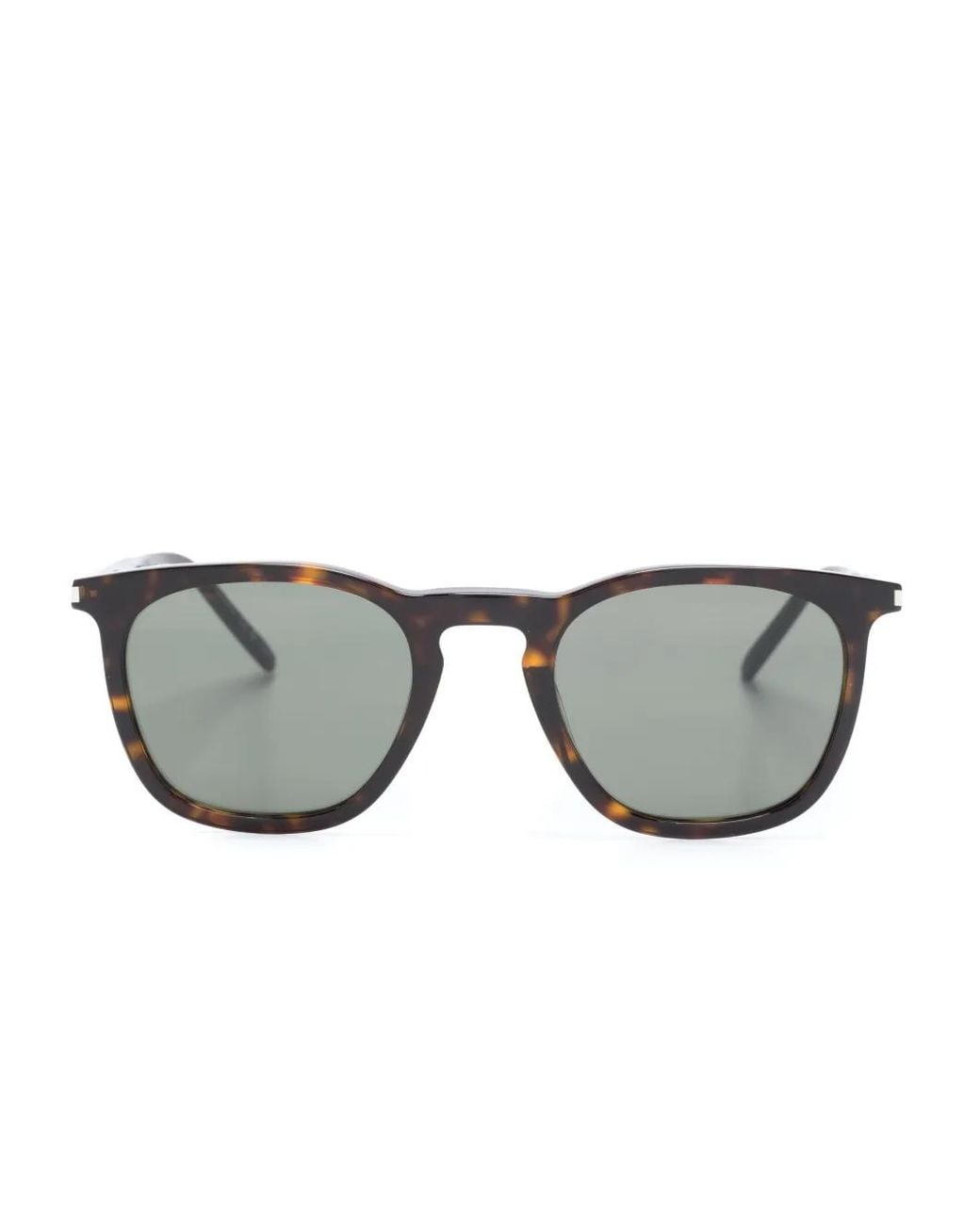 Saint Laurent Gray Tortoiseshell-Effect Square-Frame Sunglasses