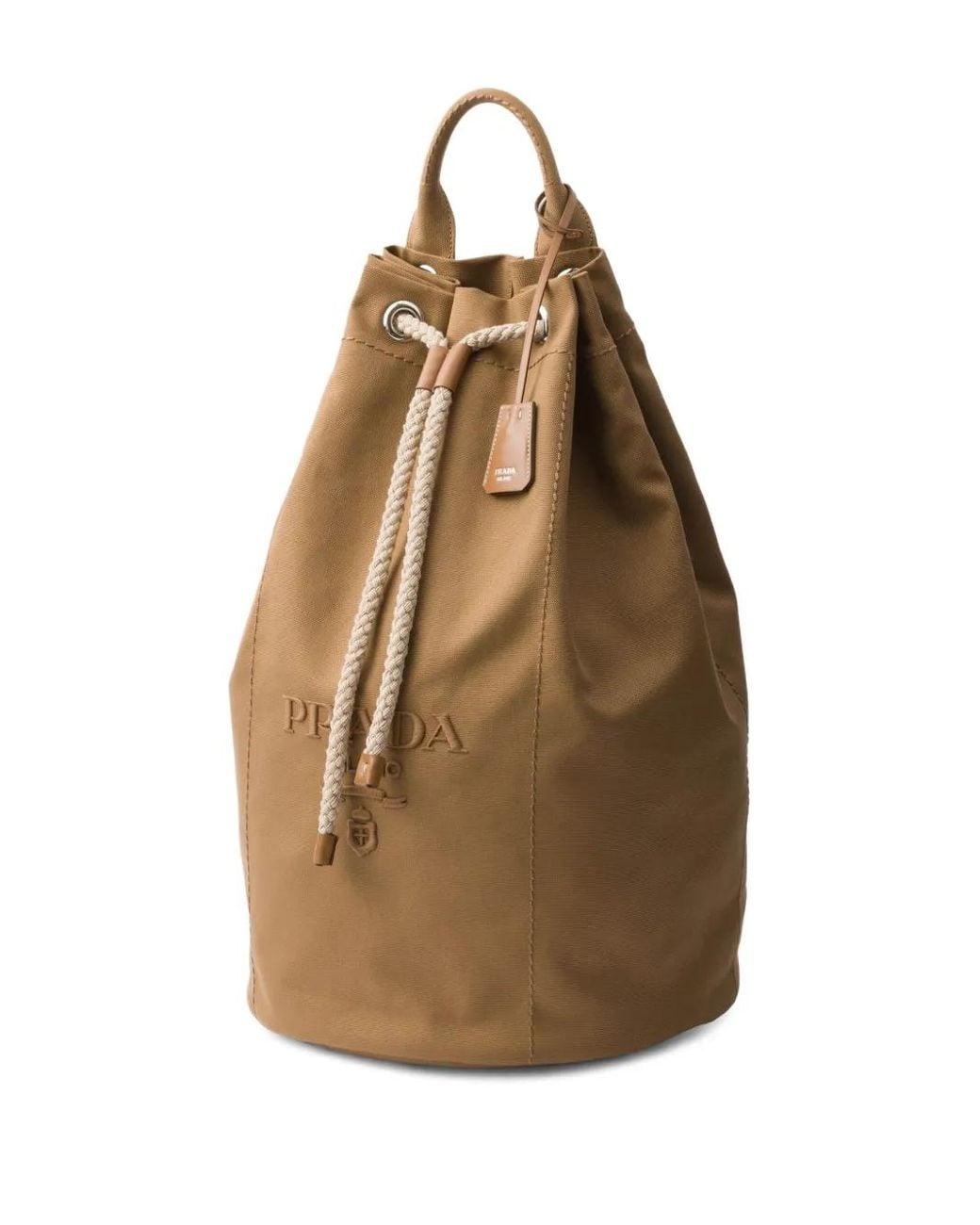 Prada Natural Drawstring Duffle Bag for men