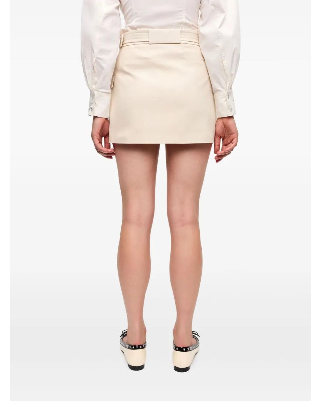 Ganni White Belted Mini Skirt