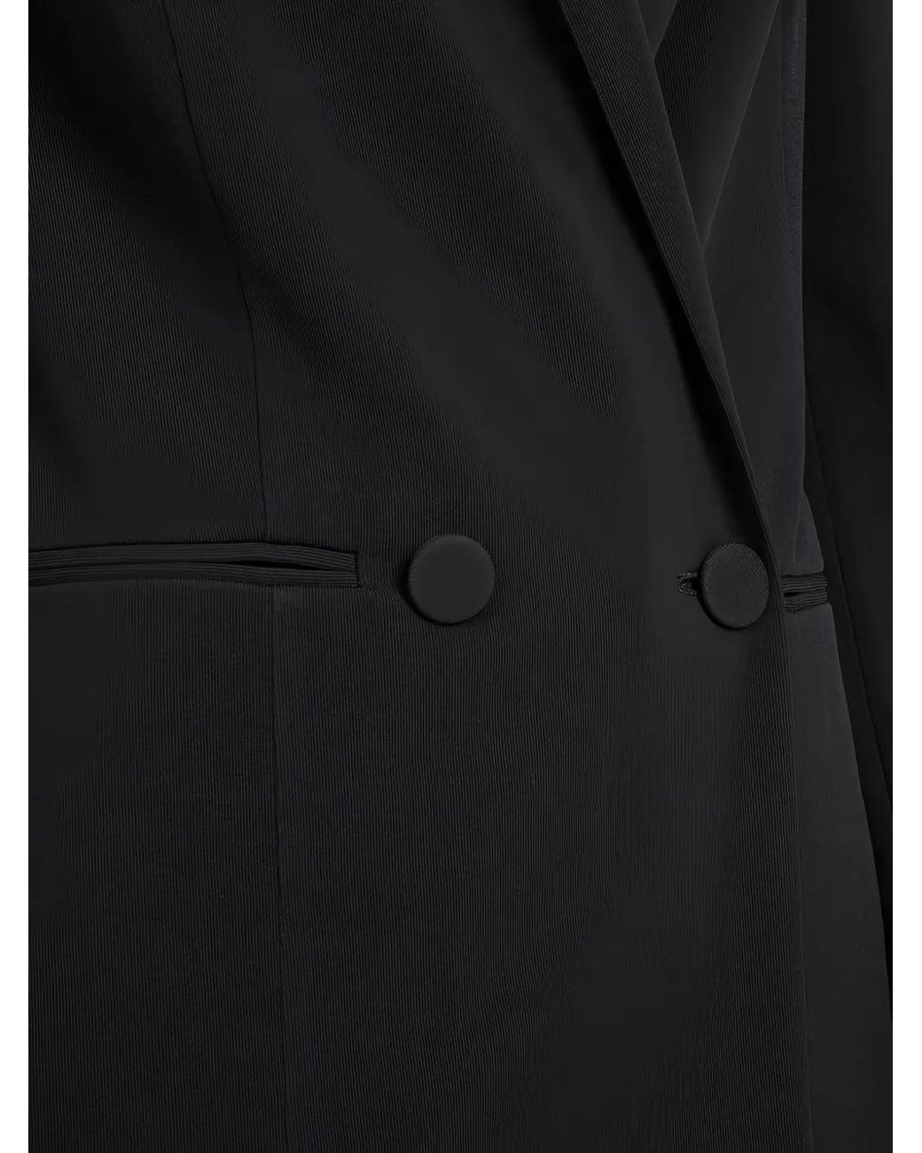 Ferragamo Black Leather-Panelled Double-Breasted Blazer