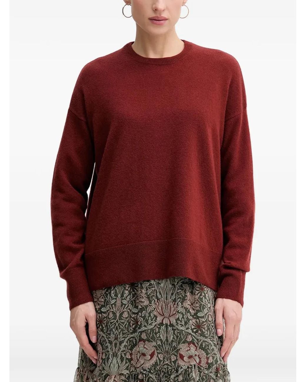 Sisley Red Drop-Shoulder Crew-Neck Sweater