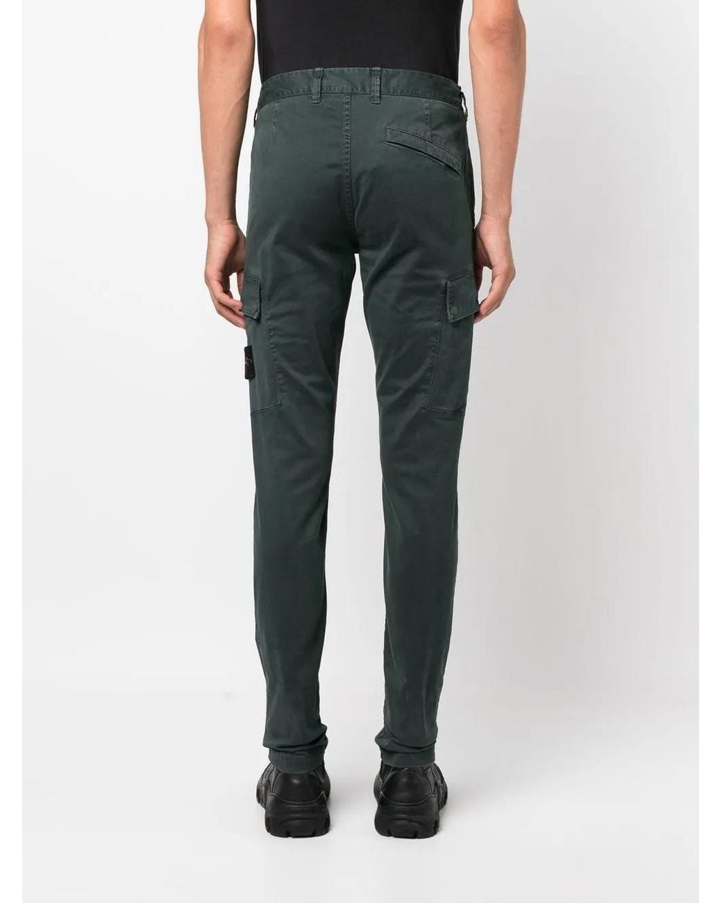Stone Island Gray Compass-Patch Cargo Trousers for men