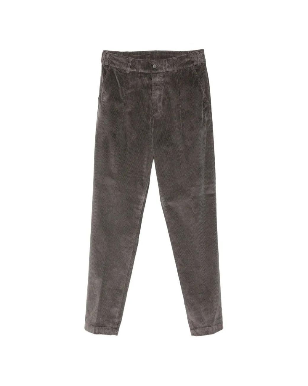 Eleventy Gray Corduroy Pleated Trousers for men