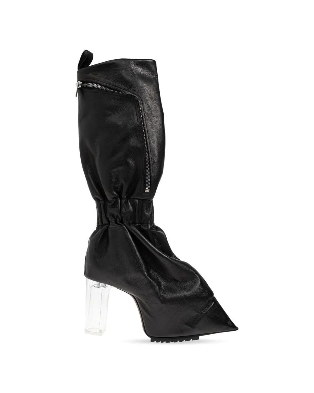 Rick Owens Black Bottes Taquito En Cuir À Fronces