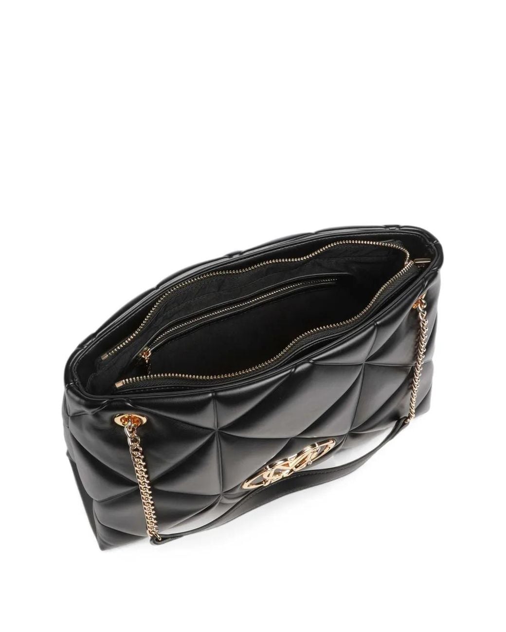 Love Moschino Black Quilted Logo-Plaque Tote Bag