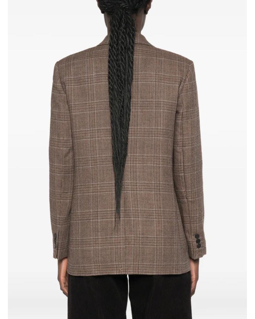Sandro Brown Check Wool Jacket